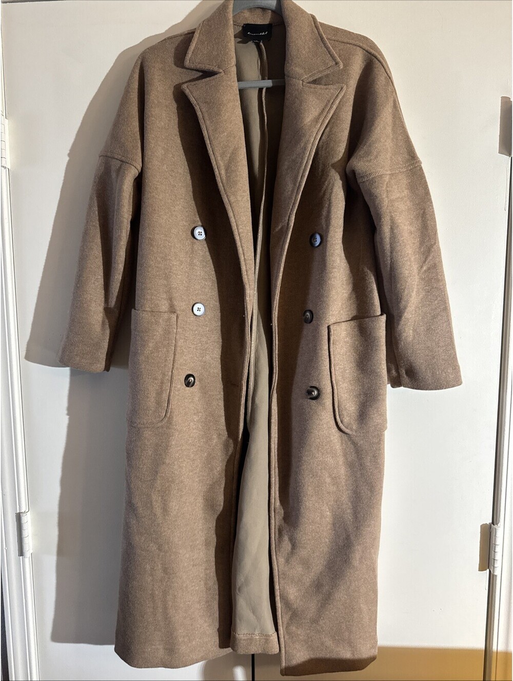 Line & Dot Mellow Double Breasted Wool Blend Coat Camel Tan Women's Size XS